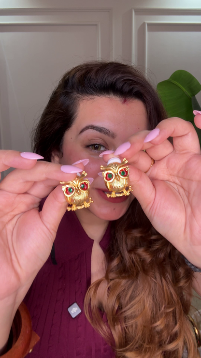 Golden Owl Eyes Earrings – 18K Gold Plated