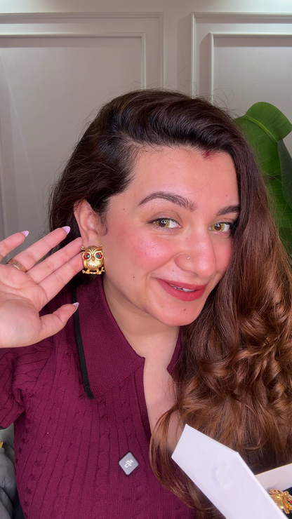 Golden Owl Eyes Earrings – 18K Gold Plated